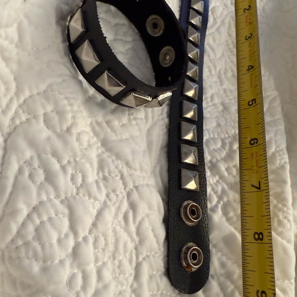 Black Studded Leather Bracelet